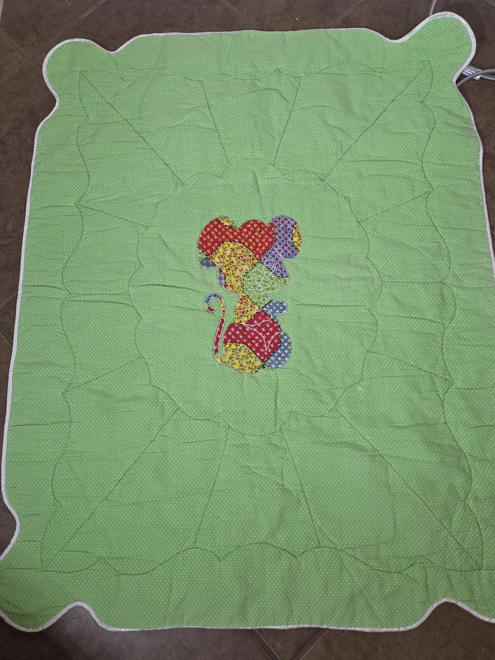 Y2k Colorful Patchwork Mouse Cotton Quilt - Multicolor 31x40